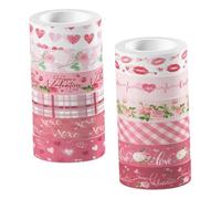 Parliky 12 Rolls Valentine Pink Washi Tape Set, Self-Adhesive Decorative Scrapbook and Wrapping Tape for DIY Crafts and Handbook Decoration