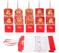 Parliky 12pcs 2024 Chinese Style Wall Calendar Fu Character Hanging Paper Calendar Small Decorative Lunar Year Planner for Office and Home