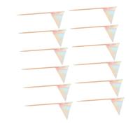 Parliky 12pcs Cake Flags Decorative Dessert Toppers for Cupcakes Fruits Cheese Platters Portable Stable Picks for Birthday Wedding Party Food Presentation