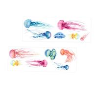 Parliky 12pcs Cartoon Jellyfish Wall Decals Bathroom Wall Stickers Underwater World Ornament for Natatorium Bedroom Living Home Decor