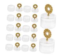 Parliky 12pcs Clear Small Candy Case with Gold Accent Round Candy Favor Box with Lid for Wedding Birthday Christmas Party Cupcake and Pastry Treat Storage