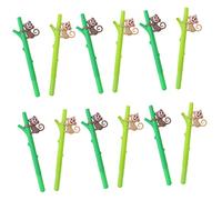 Parliky 12Pcs Cute Monkey Gel Ink Pens for Office and School Ergonomic Plastic Body Multi Function Business Writing Pens in Light and Dark Green Portable Signature