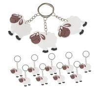 Parliky 12pcs Cute Sheep Keyring with Cartoon Design Vivid Farm Animal Bag Hanging Pendants for Birthday Party Favors and Gifts