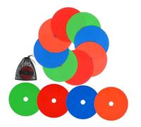 Parliky 12pcs Flat Soccer Cones Training Spot Markers for Football Agility Passing Shooting Skill Improvement Multi-surface Compatible Indoor Outdoor Football Disc Markers
