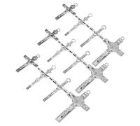Parliky 12pcs Handmade Alloy Jesus Cross Charms for DIY Jewelry Crafting Religious Catholic Pendants with Lasting Shine for Necklaces Bracelets Keychains Meaningful Faith