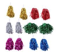 Parliky 12pcs Lightweight Plastic Pom Poms with Straight Handle for Cheerleading Sports Events Football Basketball Baseball Tennis College High School Competition Random Color