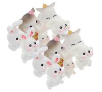 Parliky 12pcs Resin Mini Bunny Figurines Garden Ornament Cute Cartoon Rabbit Statues for Home Dollhouse Easter Decoration Desktop and Micro Landscape Accessories