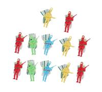 Parliky 12Pcs Soldier Parachute for Outdoor Flying Play Slow Parachute Figures Enhance Creativity and Operational Skills Easy Assembly Family Fun Activity