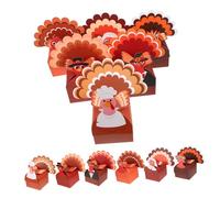 Parliky 12pcs Thanksgiving Goodie Boxes Colorful Paper Candy Containers with Sturdy Square Base for Holiday Parties Fall Harvest Family Events Decorative Treat Packaging