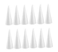 Parliky 12pcs White Polystyrene Foam Cones for Crafts Safe Non-Toxic Mini Cone Shapes Smooth Paintable Surface Lightweight DIY Christmas Tree Forms for Holiday Decor and Floral