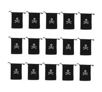 Parliky 15pcs Pirate Loot Drawstring Bags Skull Pattern Polyester Pouches Coin Candy Jewelry Storage for Halloween Party Favors