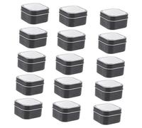 Parliky 15pcs Square Metal Tins with Clear Window Lids Storage Containers for Candle Making and DIY Balms Premium Tinplate with Smooth Surface Convenient Small Item Organizer