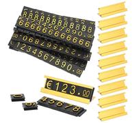 Parliky 16 Sets Adjustable Retail Price Tag Display Stands with Gold Letter Number Cubes for Jewelry and Shop Counters Flexible Pricing Labels for Rings Necklaces and Retail Displays