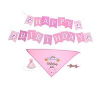 Parliky 1set Cat Birthday Party Supplies Includes Birthday Hat Bow Tie Collar and Decorative Banner for Pet Celebrations Adorable Costume Accessories for Cats and Kittens