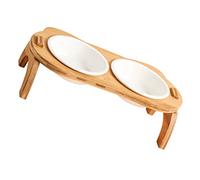 Parliky 1set Elevated Cat Feeding Bowl High Base Neck Protective Design for Comfortable Eating Easy to Clean for Cats and Puppies Includes Stand and Two Bowls