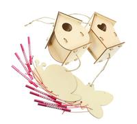 Parliky 1set Hand-painted Wooden Bird Nest Puzzle Toy Creative Graffiti Bird House for Boys and Decoration for Home Parties and Schools and Style