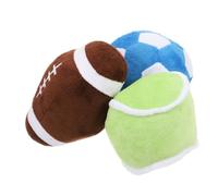 Parliky 1Set Plush Dog Durable Chewing Sport Balls for Interactive Play with Cats Dogs Realistic Tennis Ball Football and Rugby for Fetching Chasing Activities