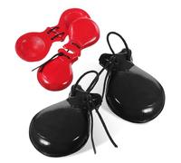 Parliky 2 Pairs Wooden Finger Castanets Premium Wood Material Loud Crisp Sound Early Educational Musical Classroom Instrument for Boys Black and Red