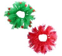 Parliky 2 Pcs Christmas Dog Collar for Pets Soft and Washable Red Polyester Ribbon Neck Collar Lightweight and Beautiful Design for Holiday and Party Dress