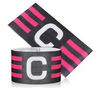 Parliky 2 Pcs Football Captain Armbands Black 2-Stripe Soccer Team Leaders Bands Wear-Resistant Sports Captain Bands for Adult and Youth Soccer Training