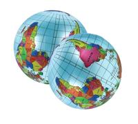 Parliky 2 Pcs Inflatable Globe Beach Balls Lightweight Portable World Map Educational for Geography Learning Aid Sensory for Boys