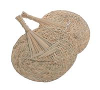 Parliky 2 Pcs Natural Wheat Straw Handwoven Fans Summer Cooling Handheld Fans Lightweight for Beach Parties and Home Decoration