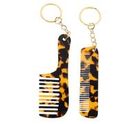 Parliky 2 Pcs Portable Mini Styling Comb Keychain for Women Unique Leopard Print Design, Compact Acetate Hair Comb for Travel and Dates, Multi-functional and Versatile Hair Detangler