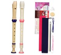 Parliky 2 Pcs Soprano Recorders for Adults and Beginners Safe Plastic Flute Instrument in Pink and Blue Easy to Use German Fingering Design for School and Home Practice