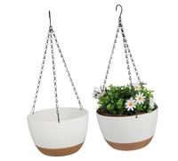Parliky 2 Set Hanging Basket Pot Hanger Chains Plants Planter Hanging Basket Indoor Hanging Baskets Indoor Plant Artificial Plant Hooks Plant Pots Indoor Clothes Racks Plastic White