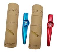 Parliky 2 Sets Metal Kazoo with Metal Body Play Musical Instrument Kit for Guitar and Ukulele Accompaniment Portable Lightweight Kazoo Gift for Beginners