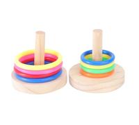 Parliky 2 Sets of Random Color Parrot Ring Toss Toys Educational Bird Toy Wooden Base for Interactive Play and Skill Development