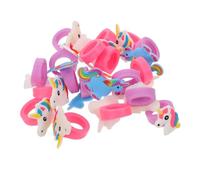 Parliky 20 pcs Unicorn Rings Lightweight Soft Silicone Cartoon Finger Jewelry for Birthday Party Decor
