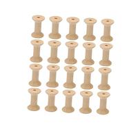 Parliky 20 Pcs Vintage Wooden Spools Unfinished Smooth Surface DIY Craft Bobbins for Thread Twine Wire Cord Rolling Natural Light Yellow Wood for Sewing Model Making
