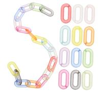 Parliky 200pcs Acrylic Linking Rings Matte Rainbow Oval Quick Link Connectors for DIY Bag Chains Wallet Keys Phone Accessories Craft Making