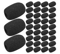 Parliky 200Pcs Small Lapel Mic Sponge Covers - Headset Microphone Windscreen Foam 30X22X8Mm Black - Reusable Microphone Protector for Wireless and Ear-Hook Headsets