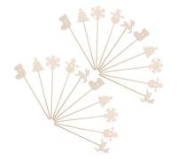 Parliky 20pcs Christmas Fairy Wand Sticks Unfinished Wooden Princess Craft Kit for DIY Decoration Party Cosplay with Snowman Reindeer Tree Stocking Designs