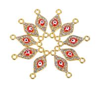Parliky 20Pcs Evil Eye Alloy Charms with Rhinestones DIY Jewelry Pendants for Bracelet Making Connectors in Red and White Crafting Accessories for Necklace and Keyring Decoration