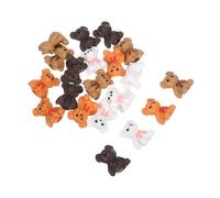Parliky 20pcs Miniature Bear Figurines Plastic Tiny Animal Decorations for Fairy Garden DIY Micro Landscape Cake Toppers Small Kawaii Charms in Orange Khaki White for Home and Party Decor