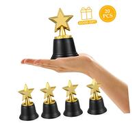 Parliky 20Pcs Plastic Trophy Five Point with Shiny Coating Lightweight Party Favors for Classroom Ceremonies Sports Competitions and Birthday Celebrations