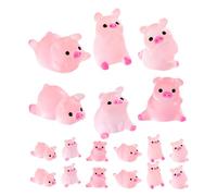 Parliky 24pcs Luminous Mini Resin Tiny Pigs for DIY Crafts Glow in Dark Miniature Garden Decor Cute Pink Animal Figurines for Car Interior Desk Accessories Party Decoration