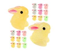 Parliky 25pcs Resin Rabbit Miniature Luminous Bunny Micro Landscape Decorations for Fairy Gardens Terrariums Succulent Pots Cake Toppers Office and Home Decor