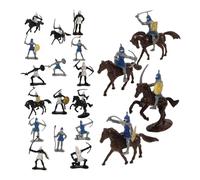 Parliky 28pcs Realistic Miniature Knight Soldier Figurines Tiny Colored Horse Models for Historical Role-playing Detailed Medieval Soldier for Collectors