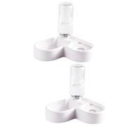 Parliky 2pcs Automatic Pet Water and Food Feeder Convenient White Design for Cats and Dogs Smooth Non-tip Structure for Home Use Safe High-density Material