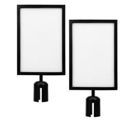Parliky 2pcs Black A4 Vertical Stanchion Sign Holders for Crowd Control Barrier Posts, Freestanding Top Stand Sign Holders for Indoor Outdoor Queue Management and Store Displays