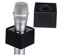 Parliky 2pcs Black Abs Triangular Mic Logo Flag for Interview Microphones, Large Logo Display Surface, Portable Mic Flag Station for News, Dj and Event Use