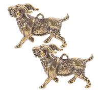 Parliky 2pcs Brass Goat Keychain Charms with Compact Design, Lightweight Multipurpose Pendants for DIY Works and Hanging on Backpack, Decorative Golden Brass Goat Keychain Pendant