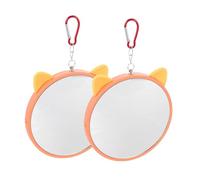 Parliky 2Pcs Bright Color Parrot Mirrors Hanging Bird Cage Bite-resistant Educational Mirror for Parakeets Cockatiels Lovebirds and Caged Birds