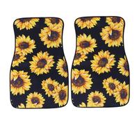 Parliky 2Pcs Car Floor Mats Neoprene Sunflower Pattern Foot Pads for All Seasons Protection and Comfortable Interior