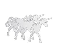 Parliky 2pcs Carbon Steel Unicorn Embossing Dies Stencil Template for DIY Crafts Card Making Scrapbooking Manual Cutting Mold