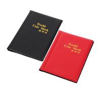 Parliky 2pcs Coin Album Case with PVC PU Material Coin Collectors Book for Money Storage Minimalist Design Storage Holders for Collectors Red Black Hardcover Organizer
